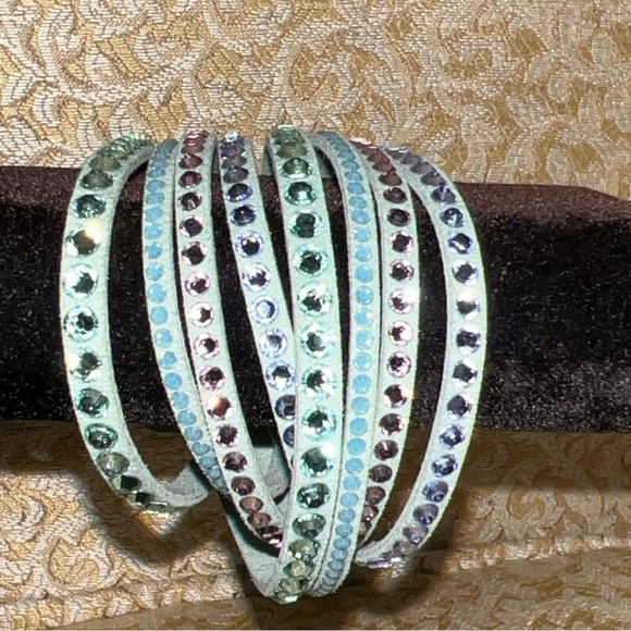 Swarovski Green and Blue Crystal wrap Bracelets - Picture 1 of 4